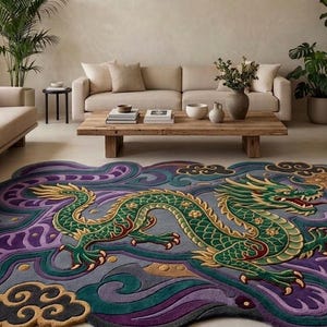 Alfombra de lana tejida a mano con diseño de dragón, alfombra oriental llamativa, decoración de lujo para palacios.