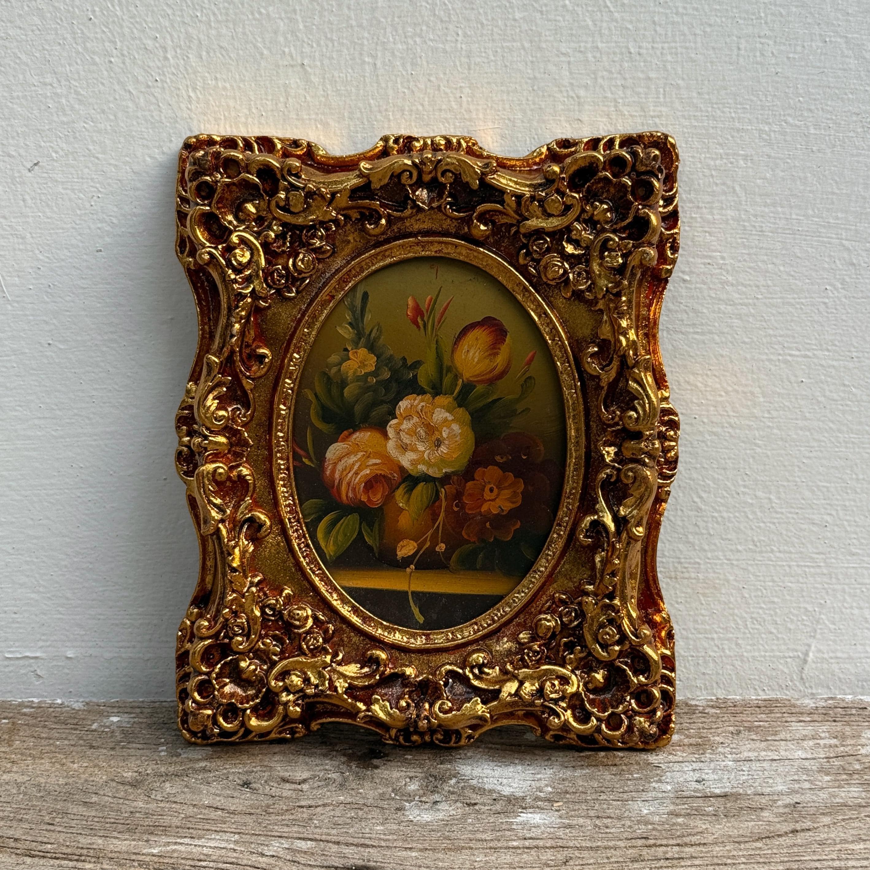 【アンティーク】フラワー 油彩画 オーバル Antique Oval Flower Painting - Etsy