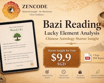 Finde Deinen Glückselement | Personalisierte Bazi lesen | Chinesische Astrologie Beruf & Leben Einblicke 命理喜用神分zog | Auf Wunsch auch in anderen Farben erhältlich