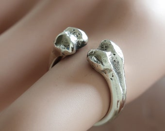 Bone ring for unisex made of sterling silver 925 rock style