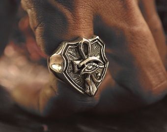 Egyptian Ankh ring  for men made of sterling silver 925 gothic style