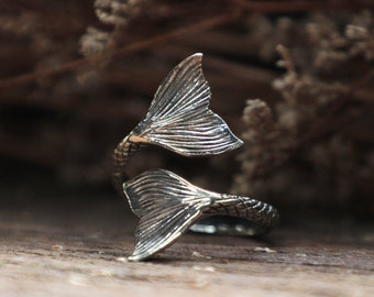 mermaid ring for unisex made of sterling silver 925 nautical style
