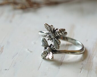 honey Bee Ring for girl made of sterling silver 925 boho style