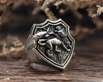 エチオピアリング　LION　RASTA　REGGAE Lion of Juda Ring 925 Silver Rastafari 14 Gr 1.8 Cm Handmade