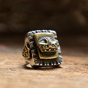 crown Mexican Biker Ring for men made of sterling silver 925 vintage style
