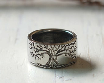 Sterling Silver Tree of Life Ring - Handmade Thumb Ring