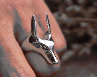 Anubis Egyptian ring for uisex made of sterling silver 925 Boho style