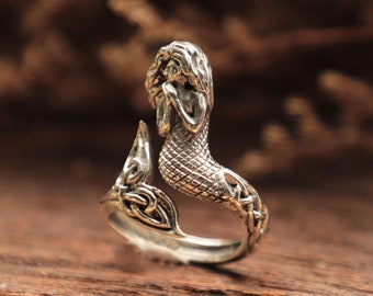 mermaid ring for unisex made of sterling silver 925 nautical style