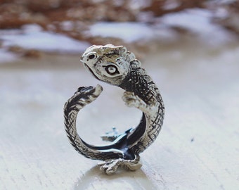 Sterling Silber Gecko Ring: Reptil Schmuck Geschenk