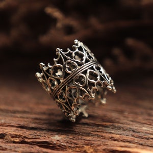 princess crown ring for men made of sterling silver 925 Gothic style