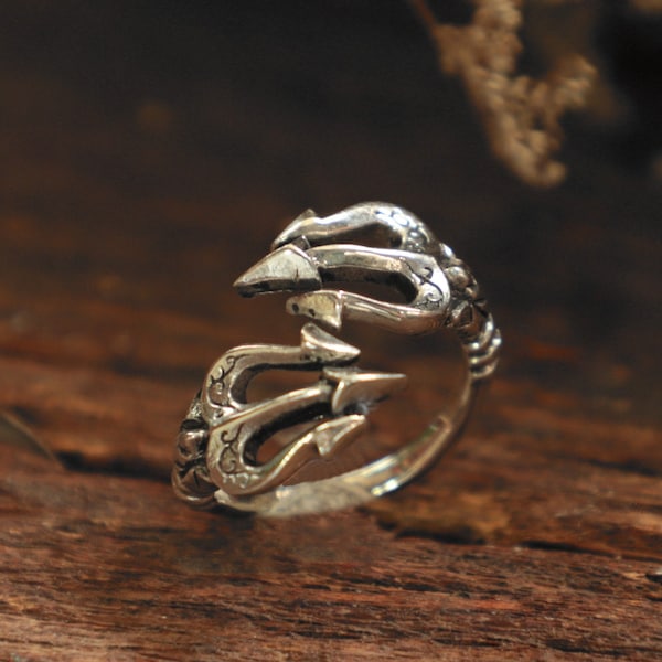 Poseidon Trident Ring for men made of sterling silver 925 nautical style