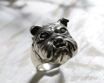 Bulldog dog ring gift for dog lover made of sterling silver 925