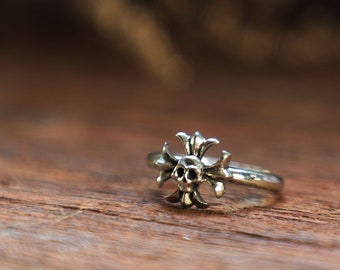 Gothic cross skull ring  for men made of sterling silver 925 biker style