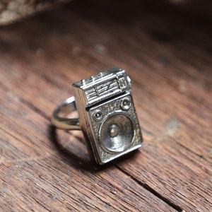 retro Luidspreker ring voor mannen gemaakt van sterling zilver 925 vintage 2 vingers stijl