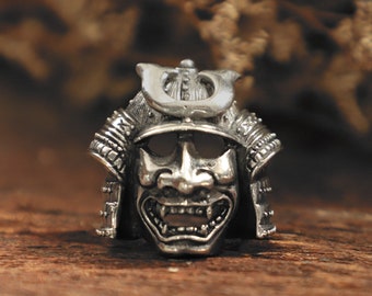 Samurai Mask ring for men made of sterling silver 925 biker style