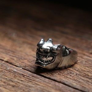 Samurai Mask Skull ring for men made of sterling silver 925 Japanese style