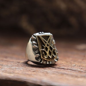 Sigil des Luzifers Pentagramm Stern Ring für Männer aus Sterling Silber 925 Satanismus