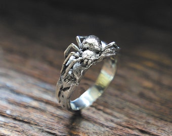 spider ring for unisex made of sterling silver 925 gothic style