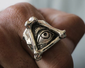 illuminati bone ring for men made of sterling silver 925 punk