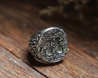 Odin Ravens ring for unisex made of sterling silver 925 viking gothic style