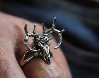 Deer Skull Ring for women made of sterling silver 925 Bohemian style