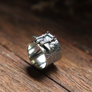 air Force Fighter plane ring for men made of sterling silver 925 Military style