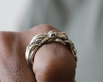 tentacle octopus ring for women made of sterling silver 925 nautical style