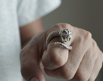 Königskobra Schlangenring für Mann aus Sterling Silber 925 Biker-Stil
