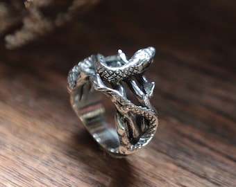 Crown of thorns Snake ring for unisex made of sterling silver 925 lucky style