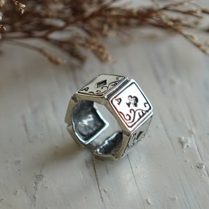 Ace Card Ring da uomo in argento sterling stile biker 925