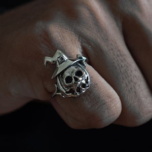 Halloween skull pumpkin ring for women made of sterling silver 925 Boho style