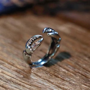 Crab claws Ring for unisex made of sterling silver 925 nautical style