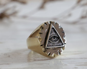 illuminati ring for men made of sterling silver 925 Mexican style