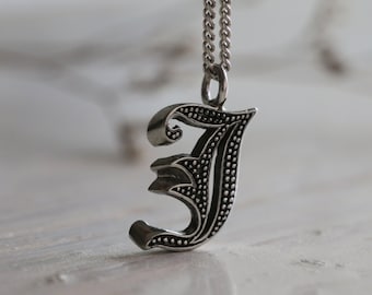 Letters J Pendant Necklace for Men Made 