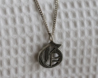 alphabet G pendant necklace for men made of sterling silver 925 gothic style