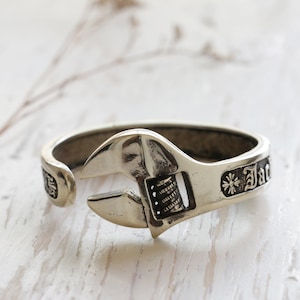 monkey wrench Bangle for men made of sterling silver 925 Biker style