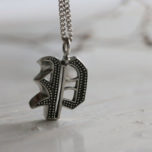 alphabet P pendant necklace for men made of sterling silver 925 gothic style