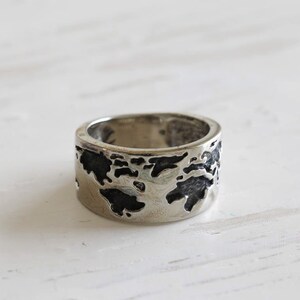 Weltkarte Ring für Unisex aus Sterling Silber 925 minimal style