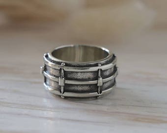 snare drum ring for drummer made of sterling silver 925 punk rock style