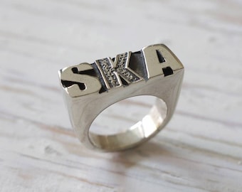 Ska ring for unisex made of sterling silver 925 reggae style