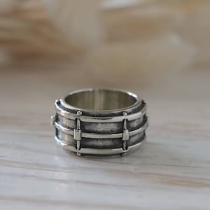 snare drum ring for drummer made of sterling silver 925 punk rock style