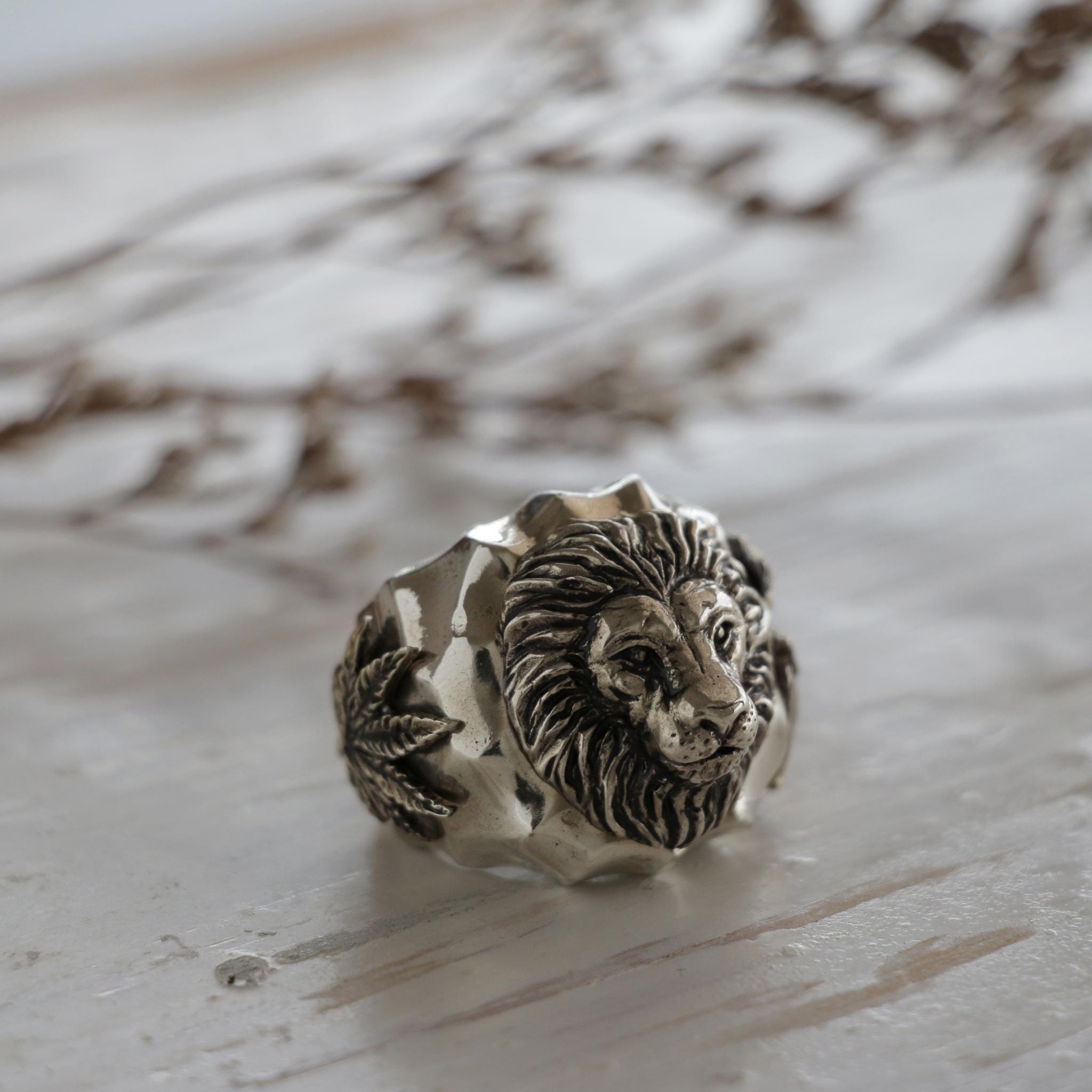 Rasta Lion of Judah Ring for Men Made of Sterling Silver 925