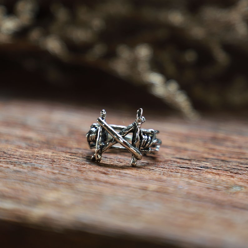 INGUZ Rune Barbed Wire Ring for Unisex Made of Sterling Silver 925 ...