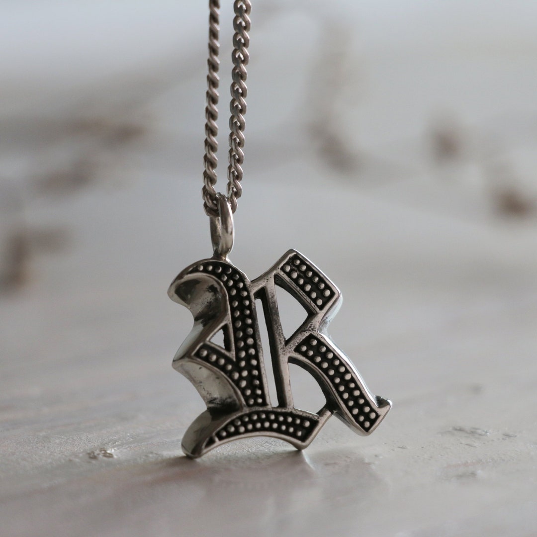Alphabet R Pendant Necklace for Men Made of Sterling Silver 925