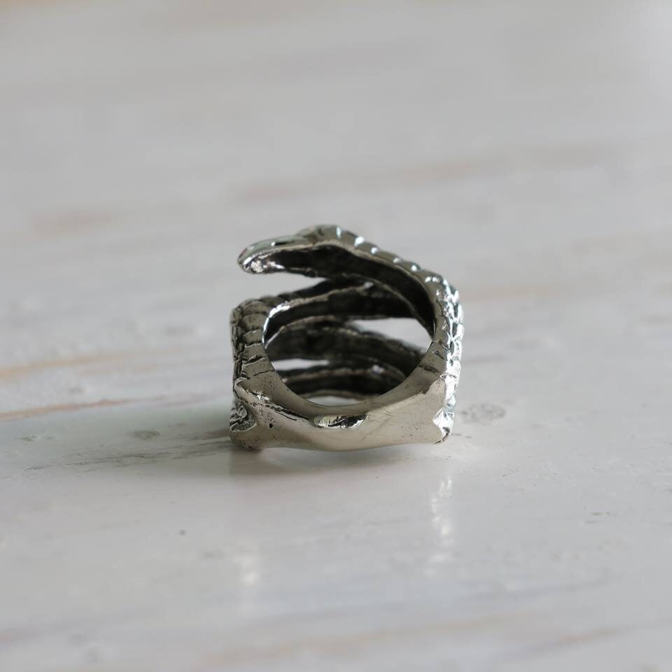 Bague Dragon Griffes Argent 925 - Style Biker, Taille 64 (20,3 Mm), Neuf Sans Emballage