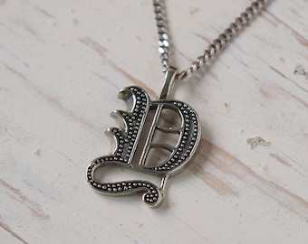 Letters Y pendant necklace for unisex made of sterling silver 925 biker style