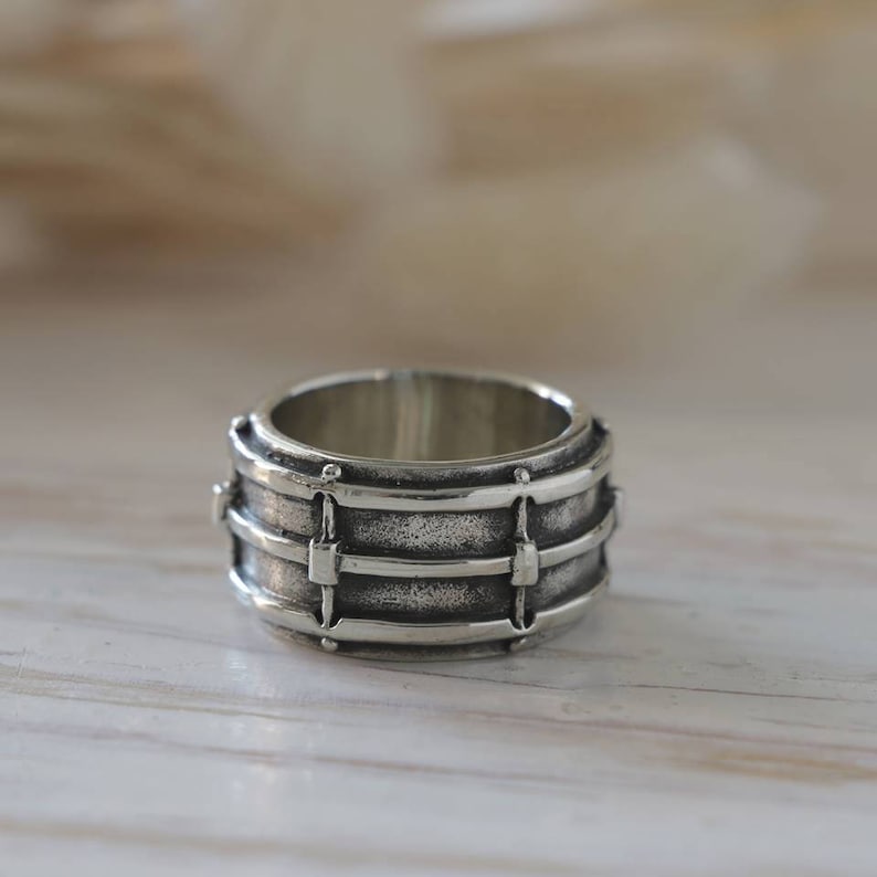 Snare drum ring for drummer made of sterling silver 925 punk Etsy