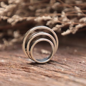 Three layers Circle ring for unisex made of sterling silver 925 Geometric style