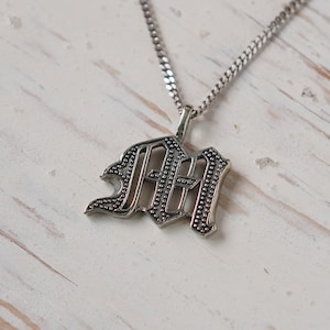 alphabet M pendant necklace for men made of sterling silver 925 gothic style