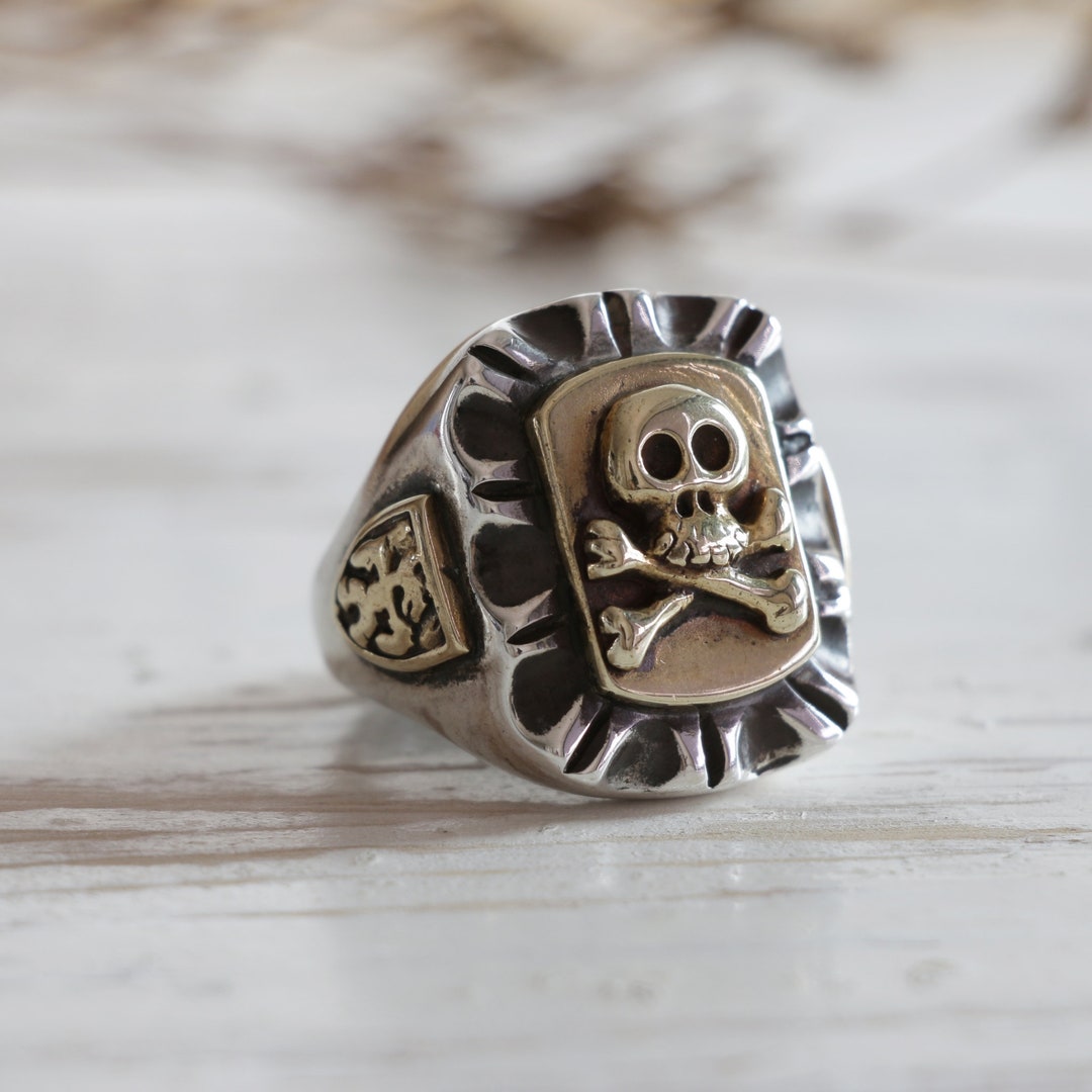 Crossbones Mexican Biker Ring for Men Made of Sterling Crossbones Mexican Biker Ring for Men Made of Sterling